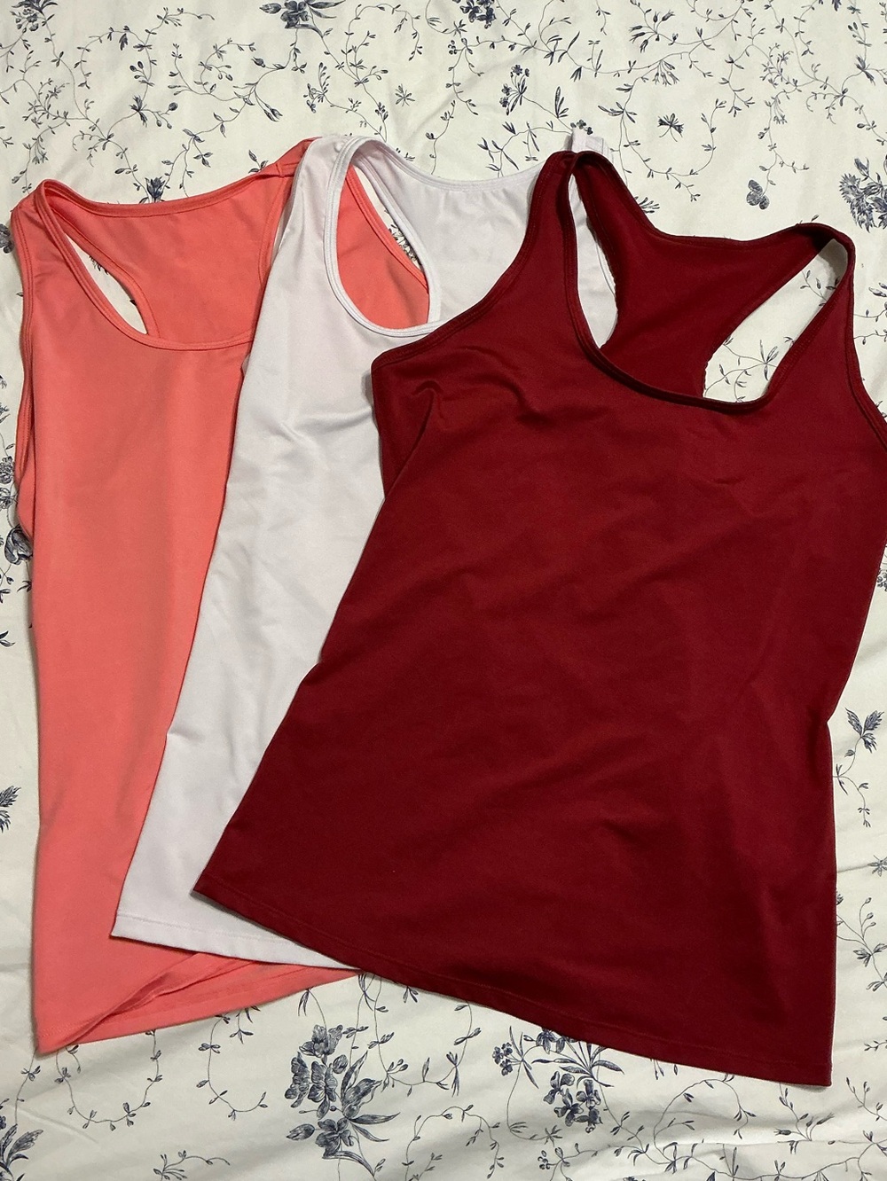 🎉3 listings for $20🎉 Bundle of 3 Racerback Tank Tops - Coral, White, Burgundy